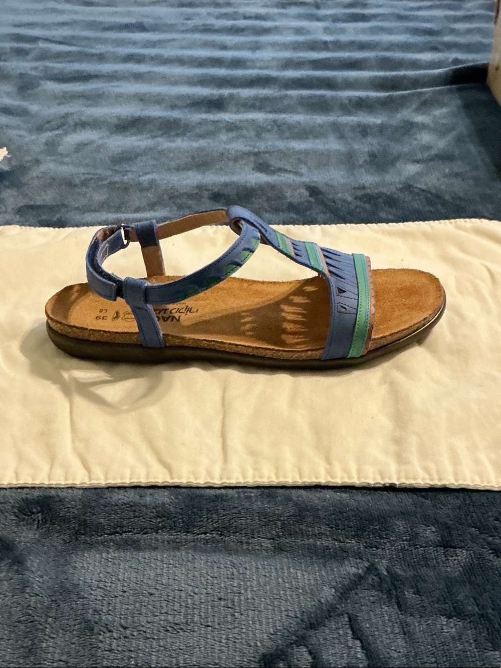 Naot Blue and Teal Women's T-Strap Sandal
